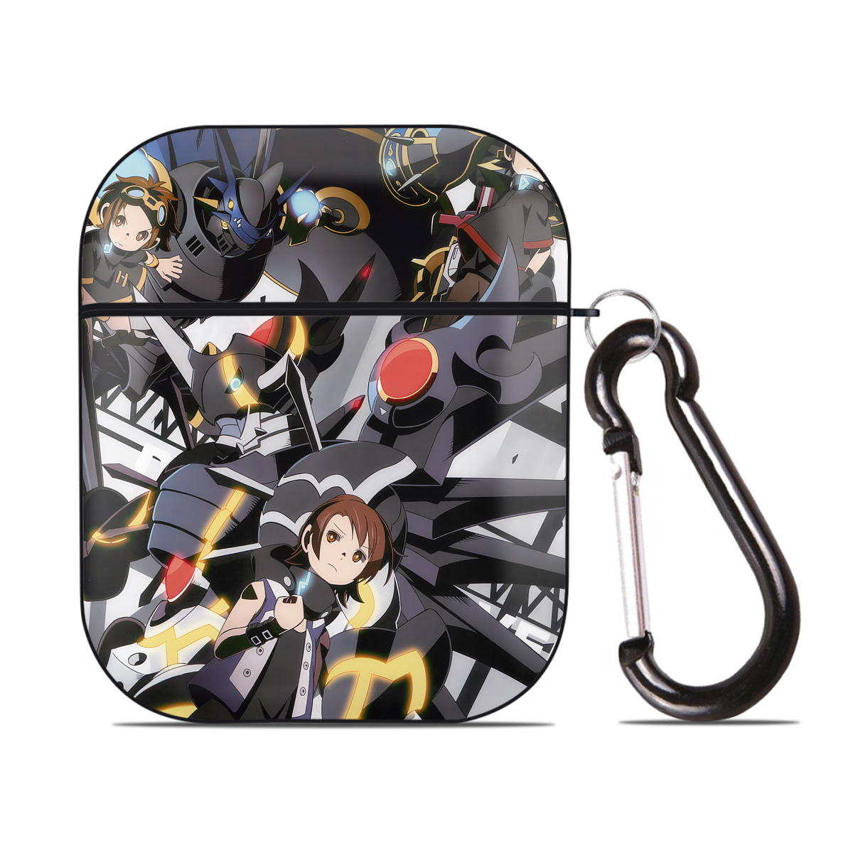 （画像用） Digimon デジタルモンスター/デジモン AirPods 第2世代保護ケース ハードシェル ブラック 耐衝撃・防指紋・カラビナ付き