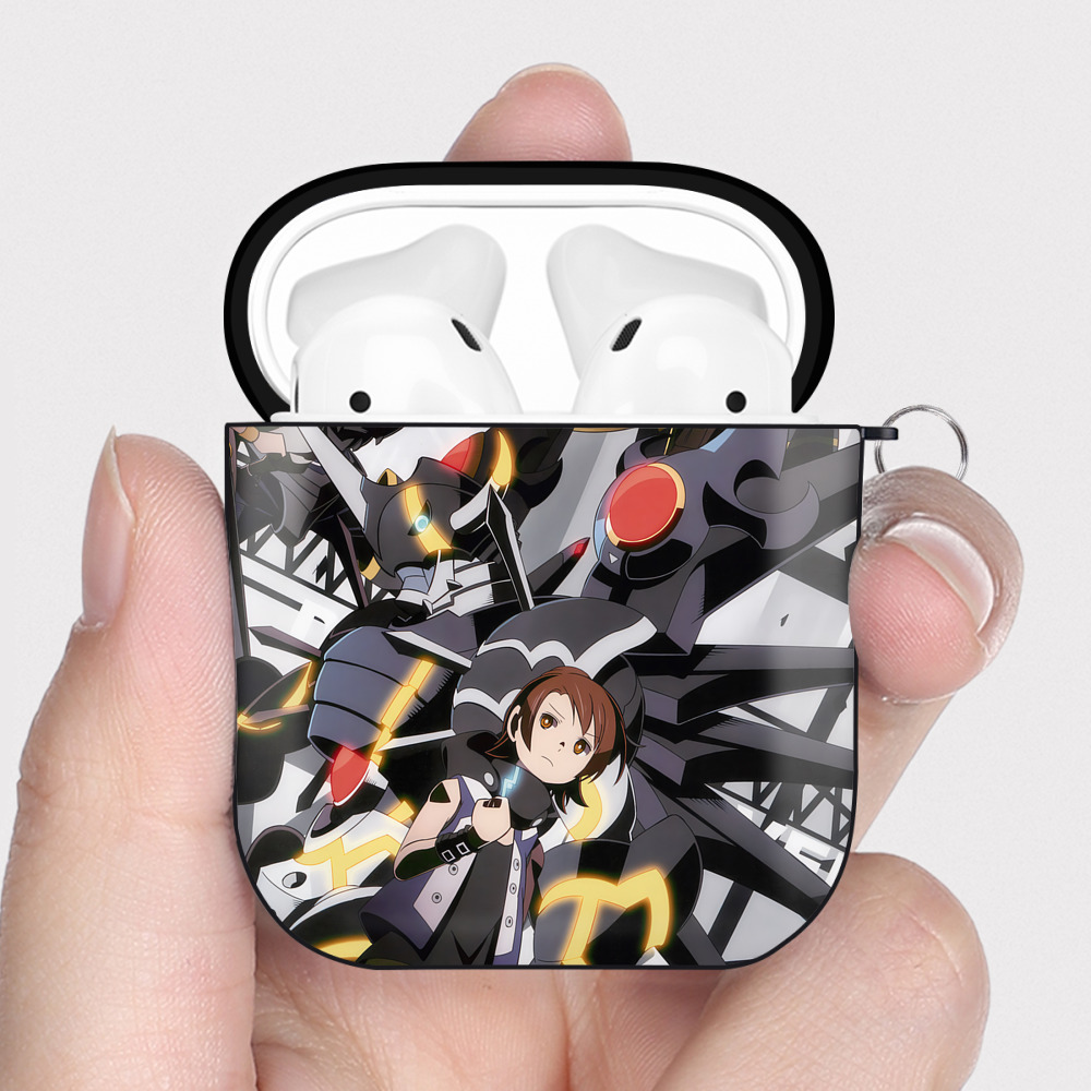 （画像用） Digimon デジタルモンスター/デジモン AirPods 第2世代保護ケース ハードシェル ブラック 耐衝撃・防指紋・カラビナ付き