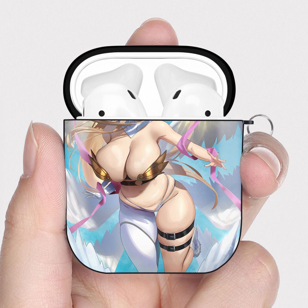 （画像用） Digimon デジタルモンスター/デジモン AirPods 第2世代保護ケース ハードシェル ブラック 耐衝撃・防指紋・カラビナ付き