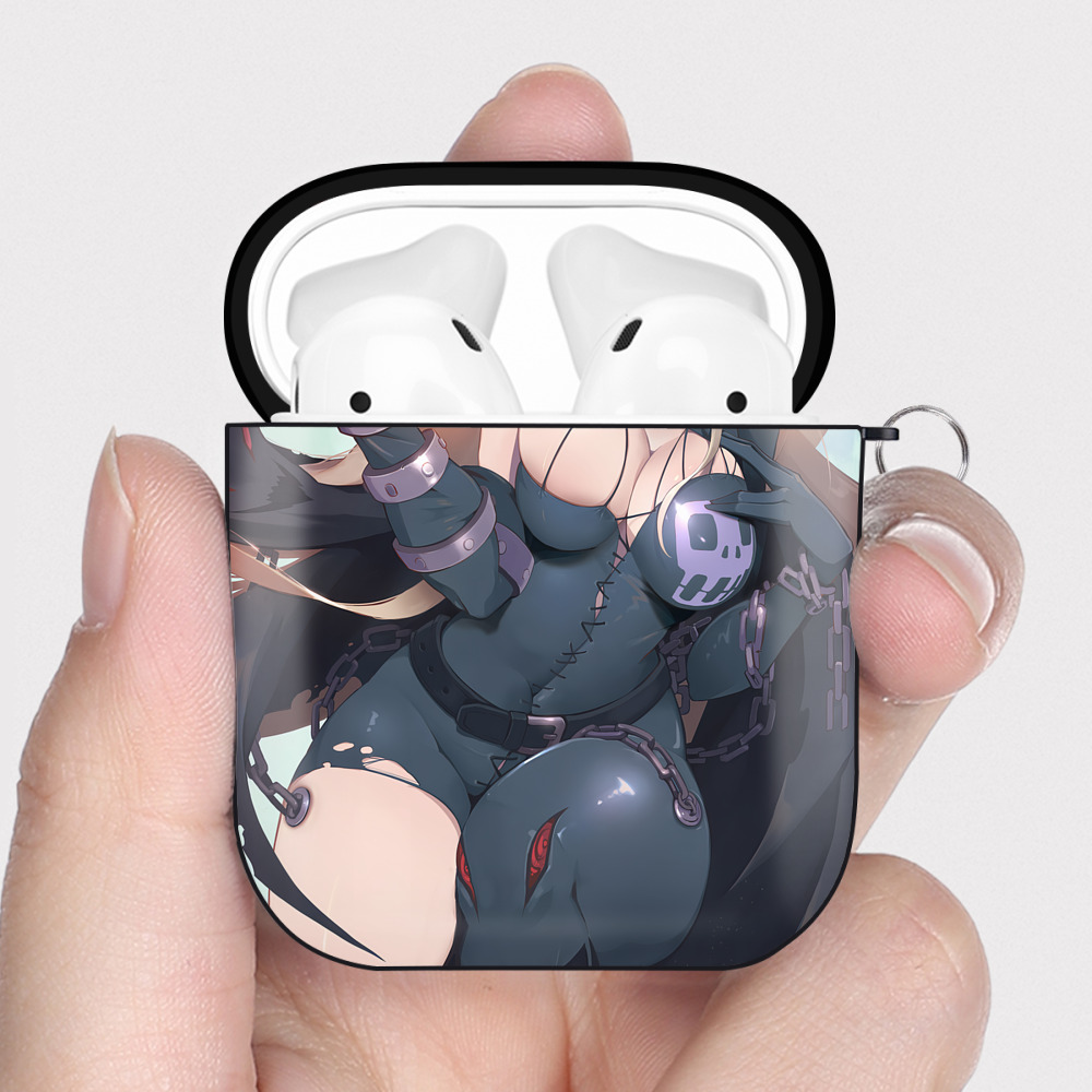 （画像用） Digimon デジタルモンスター/デジモン AirPods 第2世代保護ケース ハードシェル ブラック 耐衝撃・防指紋・カラビナ付き