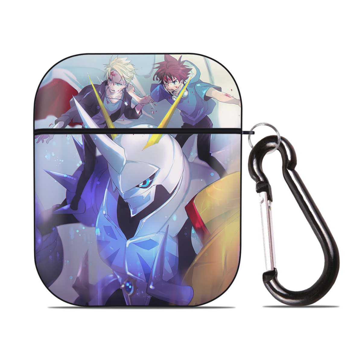 （画像用） Digimon デジタルモンスター/デジモン AirPods 第2世代保護ケース ハードシェル ブラック 耐衝撃・防指紋・カラビナ付き