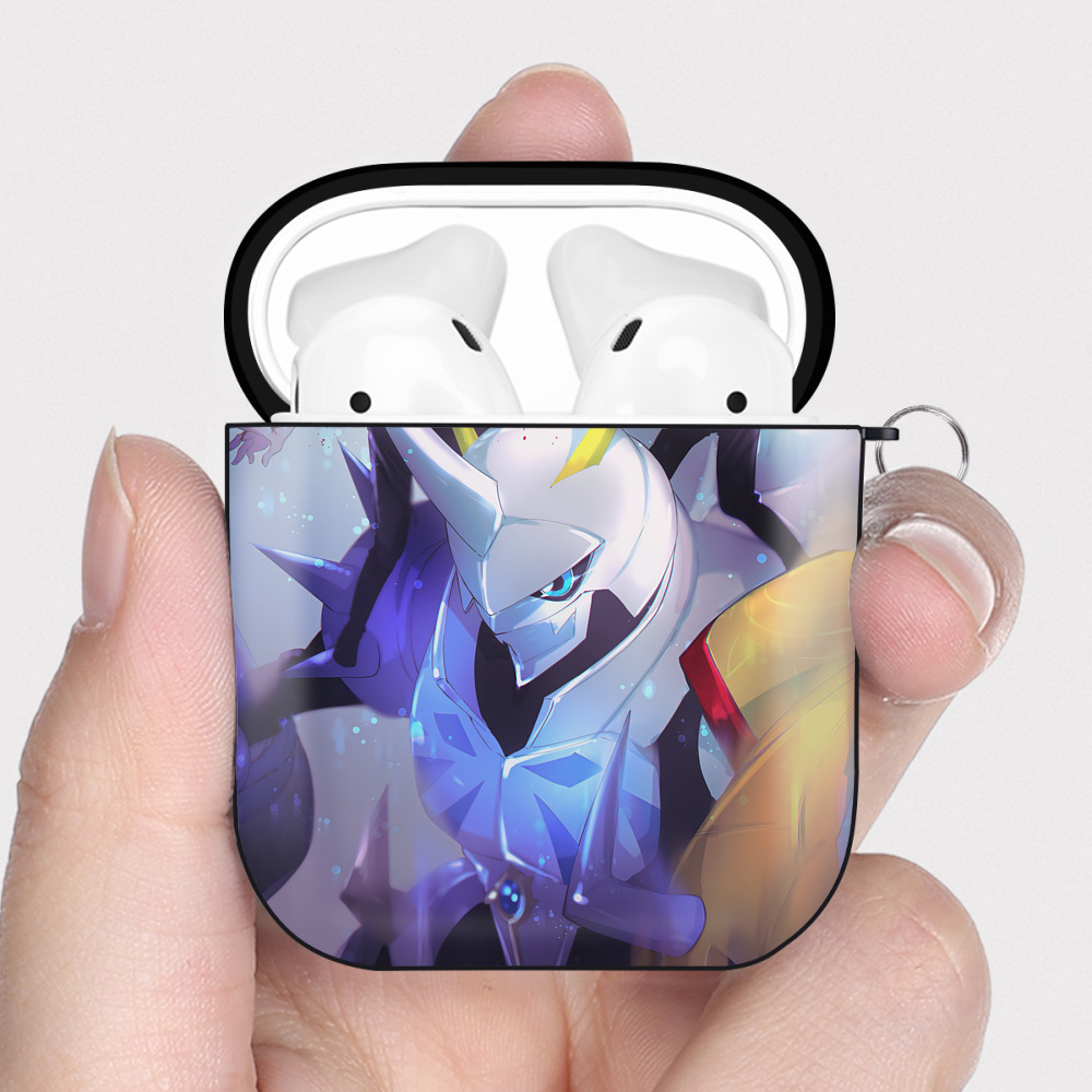 （画像用） Digimon デジタルモンスター/デジモン AirPods 第2世代保護ケース ハードシェル ブラック 耐衝撃・防指紋・カラビナ付き