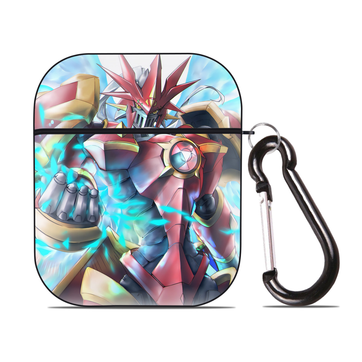 （画像用） Digimon デジタルモンスター/デジモン AirPods 第2世代保護ケース ハードシェル ブラック 耐衝撃・防指紋・カラビナ付き