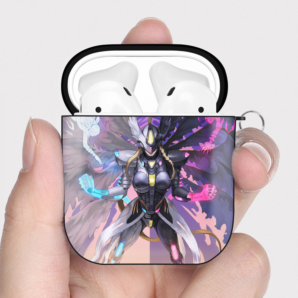 （画像用） Digimon デジタルモンスター/デジモン AirPods 第2世代保護ケース ハードシェル ブラック 耐衝撃・防指紋・カラビナ付き