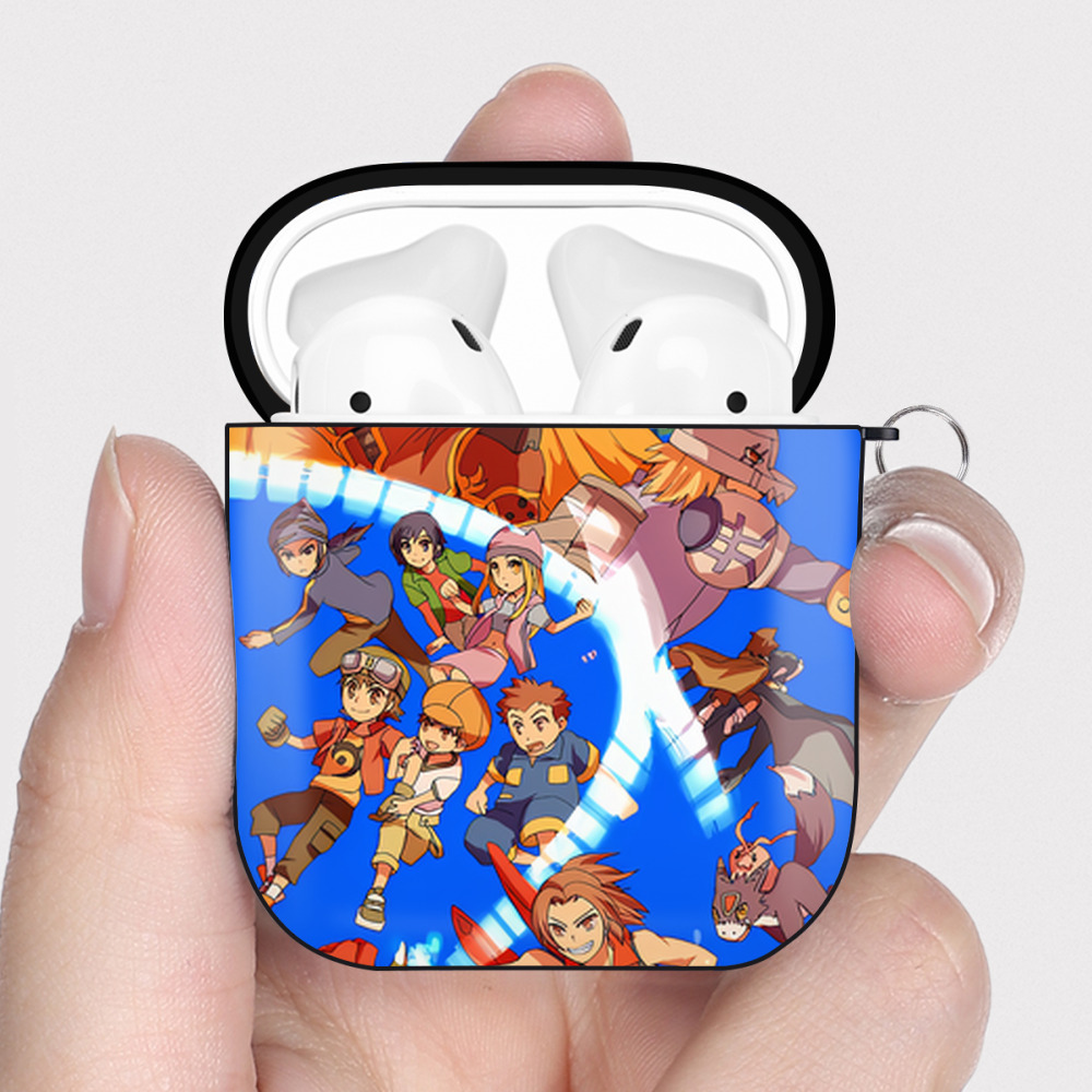 （画像用） Digimon デジタルモンスター/デジモン AirPods 第2世代保護ケース ハードシェル ブラック 耐衝撃・防指紋・カラビナ付き