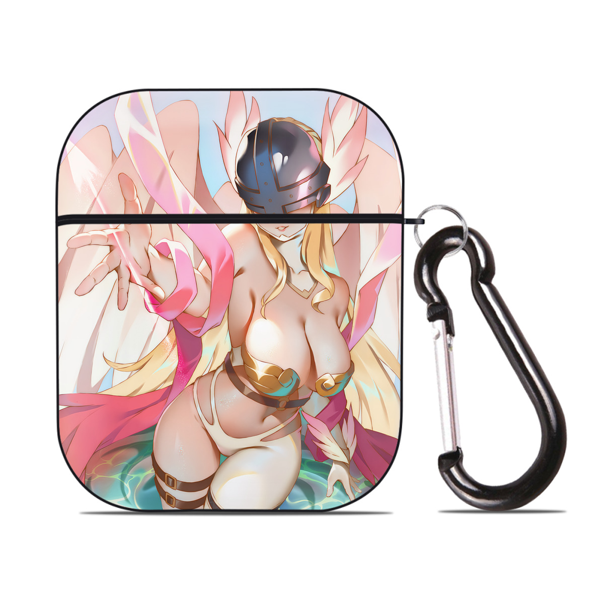 （画像用） Digimon デジタルモンスター/デジモン AirPods 第2世代保護ケース ハードシェル ブラック 耐衝撃・防指紋・カラビナ付き