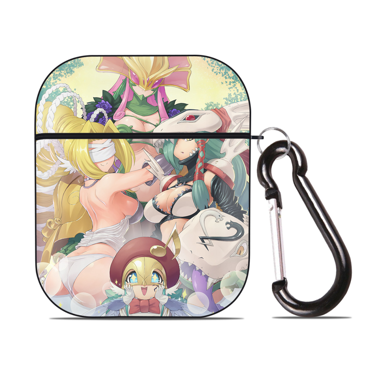 （画像用） Digimon デジタルモンスター/デジモン AirPods 第2世代保護ケース ハードシェル ブラック 耐衝撃・防指紋・カラビナ付き