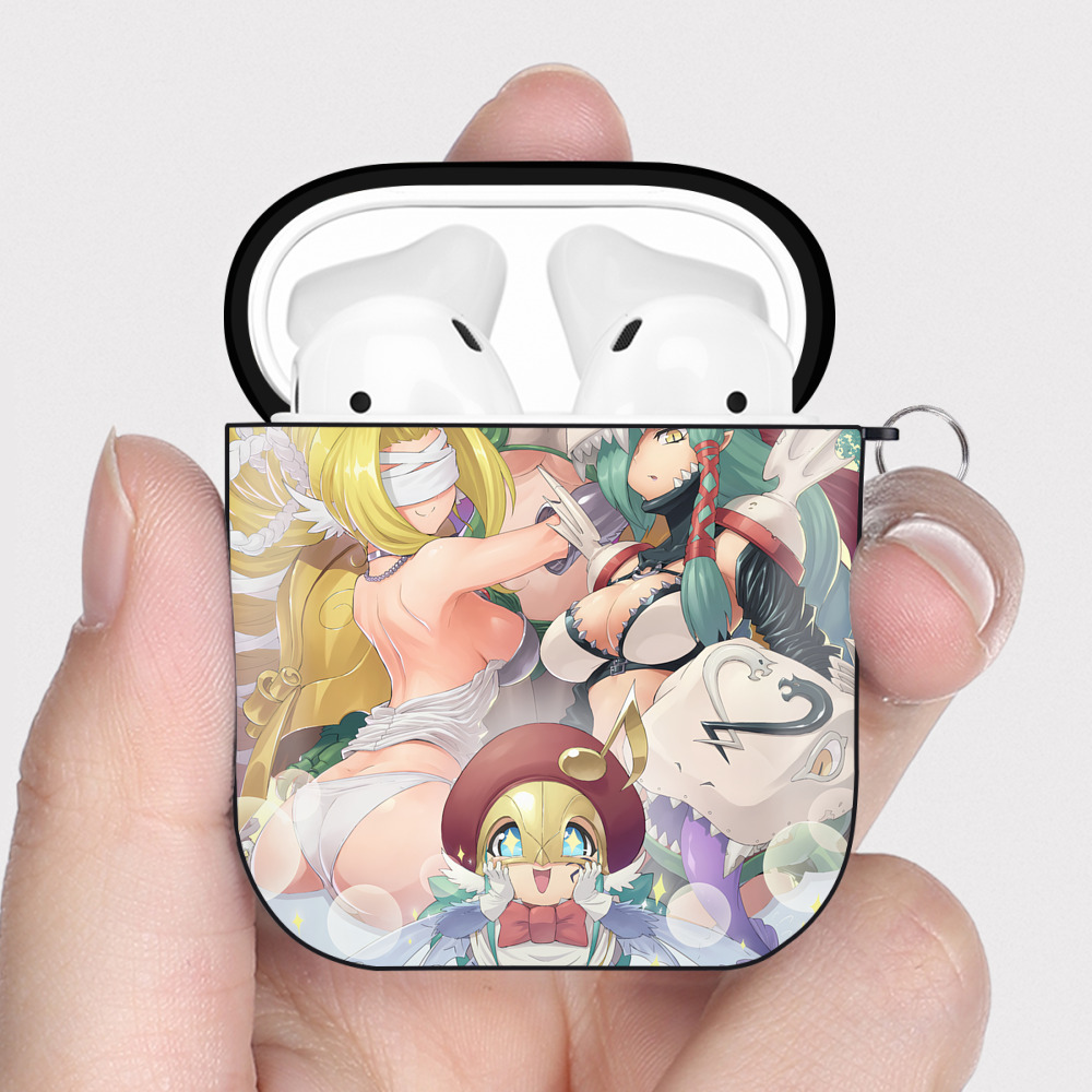（画像用） Digimon デジタルモンスター/デジモン AirPods 第2世代保護ケース ハードシェル ブラック 耐衝撃・防指紋・カラビナ付き