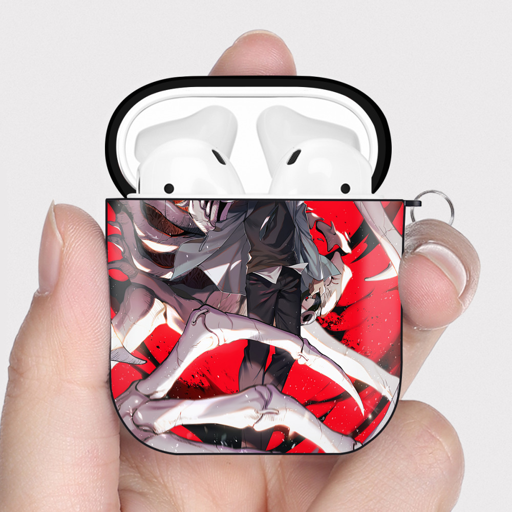 （画像用） Digimon デジタルモンスター/デジモン AirPods 第2世代保護ケース ハードシェル ブラック 耐衝撃・防指紋・カラビナ付き