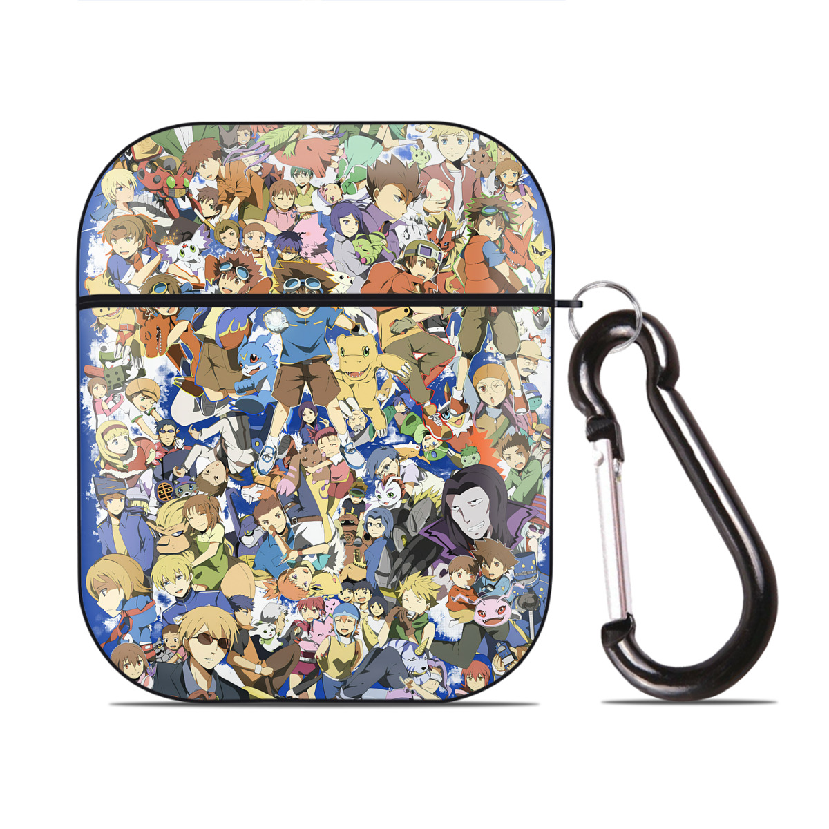 （画像用） Digimon デジタルモンスター/デジモン AirPods 第2世代保護ケース ハードシェル ブラック 耐衝撃・防指紋・カラビナ付き