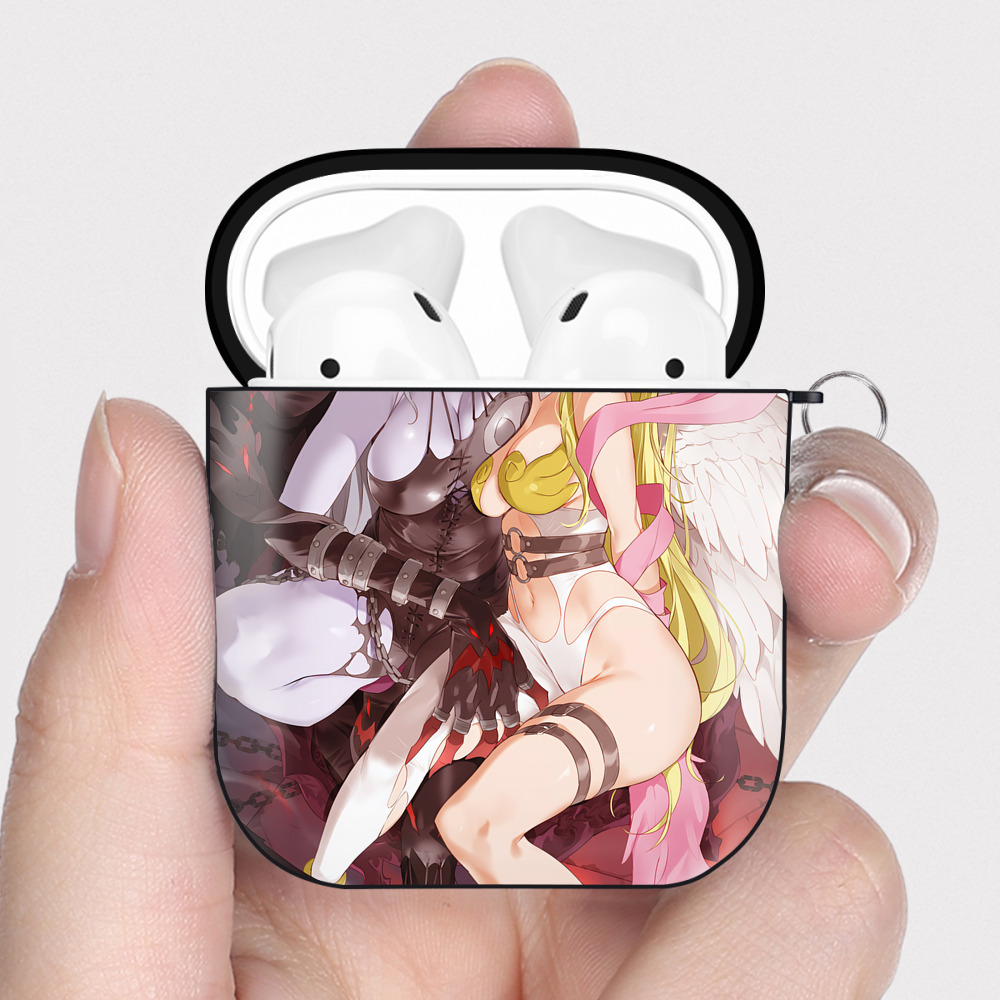 （画像用） Digimon デジタルモンスター/デジモン AirPods 第2世代保護ケース ハードシェル ブラック 耐衝撃・防指紋・カラビナ付き