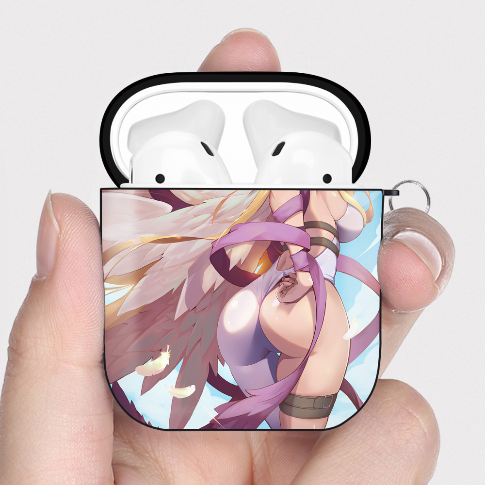 （画像用） Digimon デジタルモンスター/デジモン AirPods 第2世代保護ケース ハードシェル ブラック 耐衝撃・防指紋・カラビナ付き