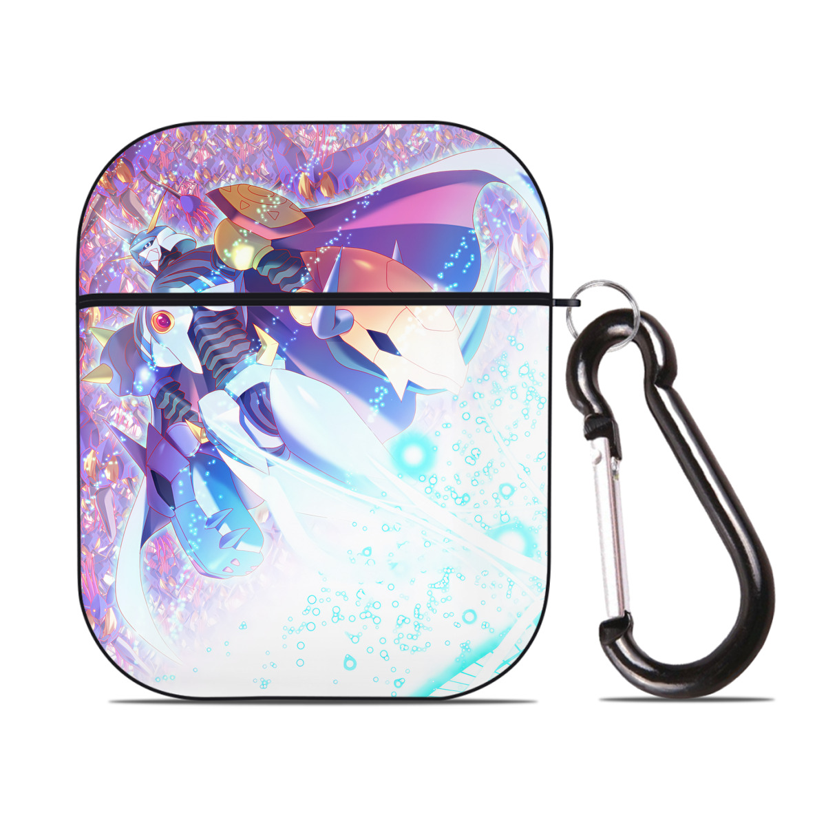 （画像用） Digimon デジタルモンスター/デジモン AirPods 第2世代保護ケース ハードシェル ブラック 耐衝撃・防指紋・カラビナ付き