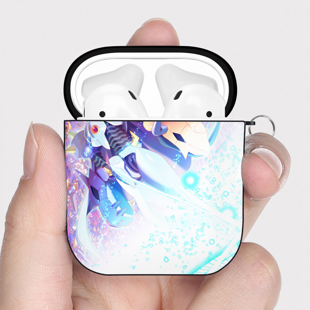 （画像用） Digimon デジタルモンスター/デジモン AirPods 第2世代保護ケース ハードシェル ブラック 耐衝撃・防指紋・カラビナ付き