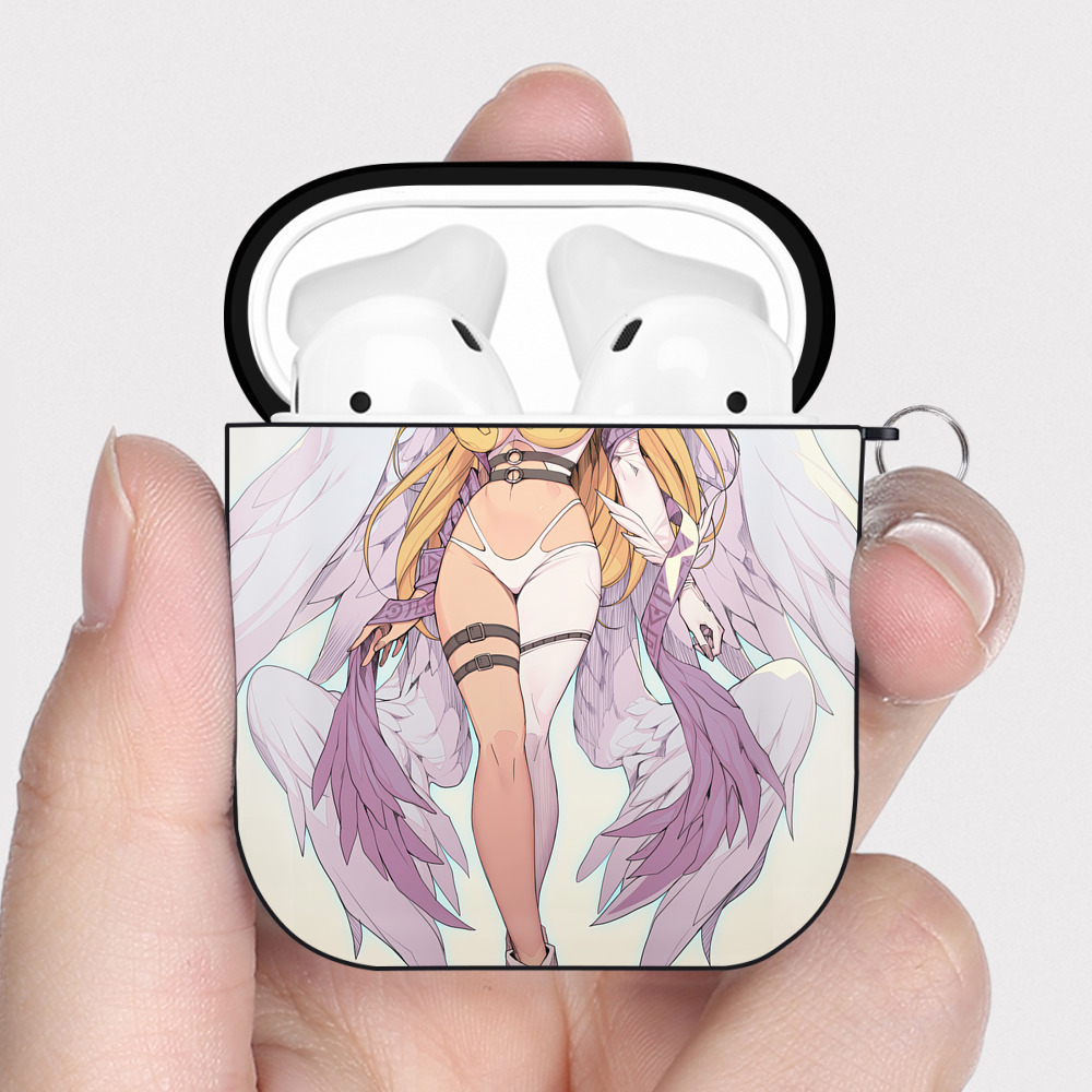 （画像用） Digimon デジタルモンスター/デジモン AirPods 第2世代保護ケース ハードシェル ブラック 耐衝撃・防指紋・カラビナ付き