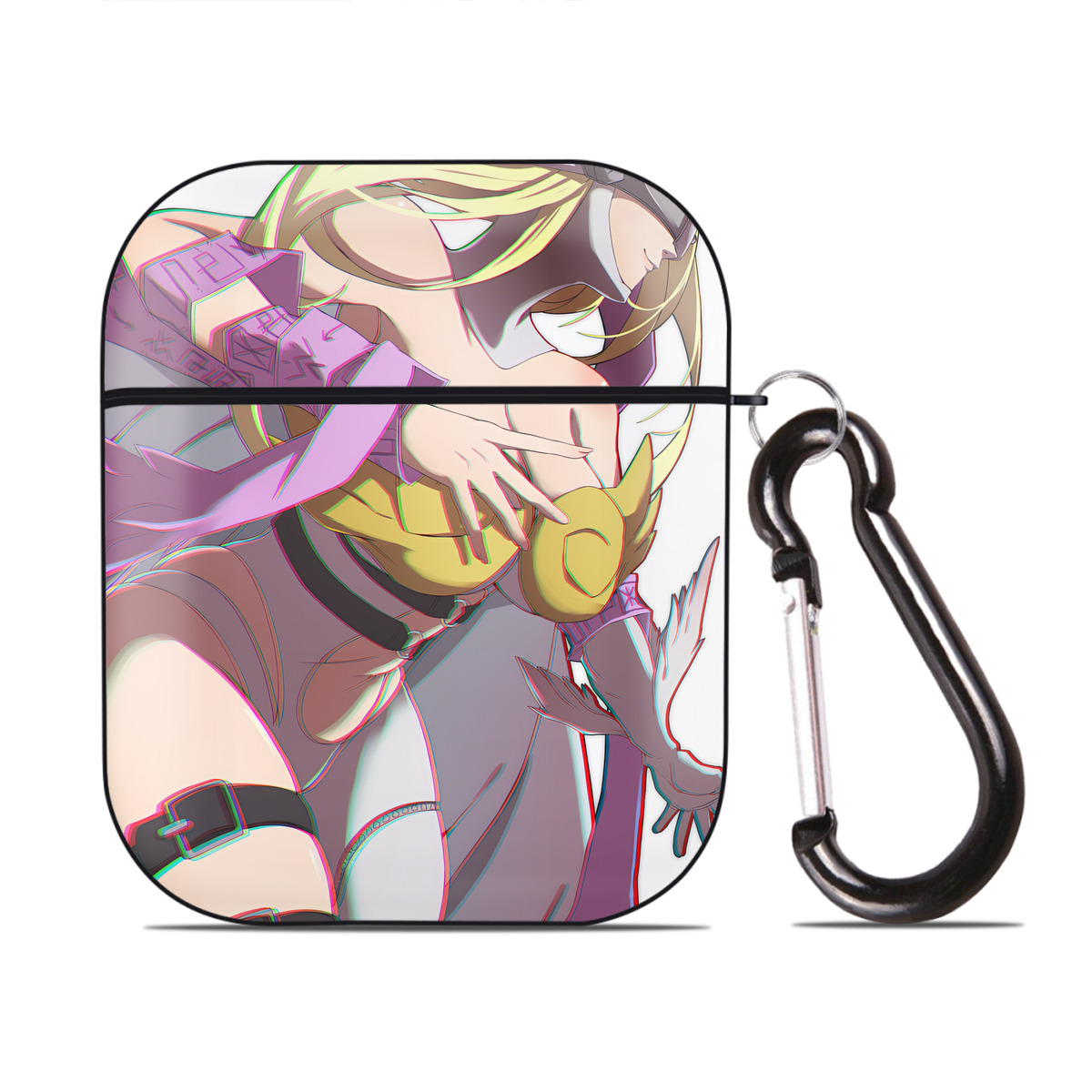 （画像用） Digimon デジタルモンスター/デジモン AirPods 第2世代保護ケース ハードシェル ブラック 耐衝撃・防指紋・カラビナ付き