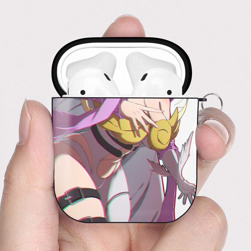 （画像用） Digimon デジタルモンスター/デジモン AirPods 第2世代保護ケース ハードシェル ブラック 耐衝撃・防指紋・カラビナ付き