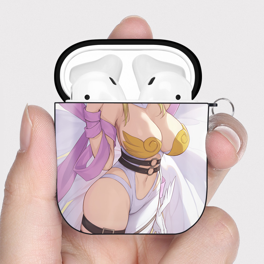 （画像用） Digimon デジタルモンスター/デジモン AirPods 第2世代保護ケース ハードシェル ブラック 耐衝撃・防指紋・カラビナ付き