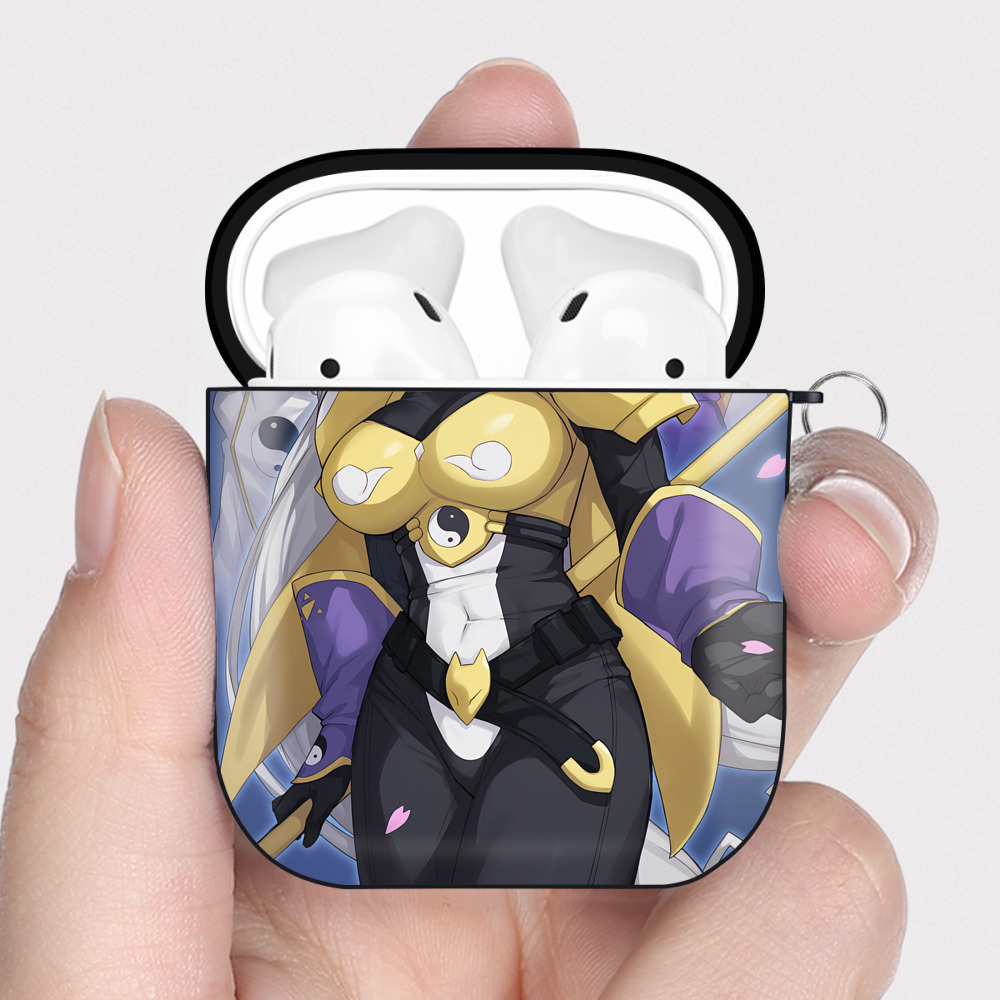 （画像用） Digimon デジタルモンスター/デジモン AirPods 第2世代保護ケース ハードシェル ブラック 耐衝撃・防指紋・カラビナ付き