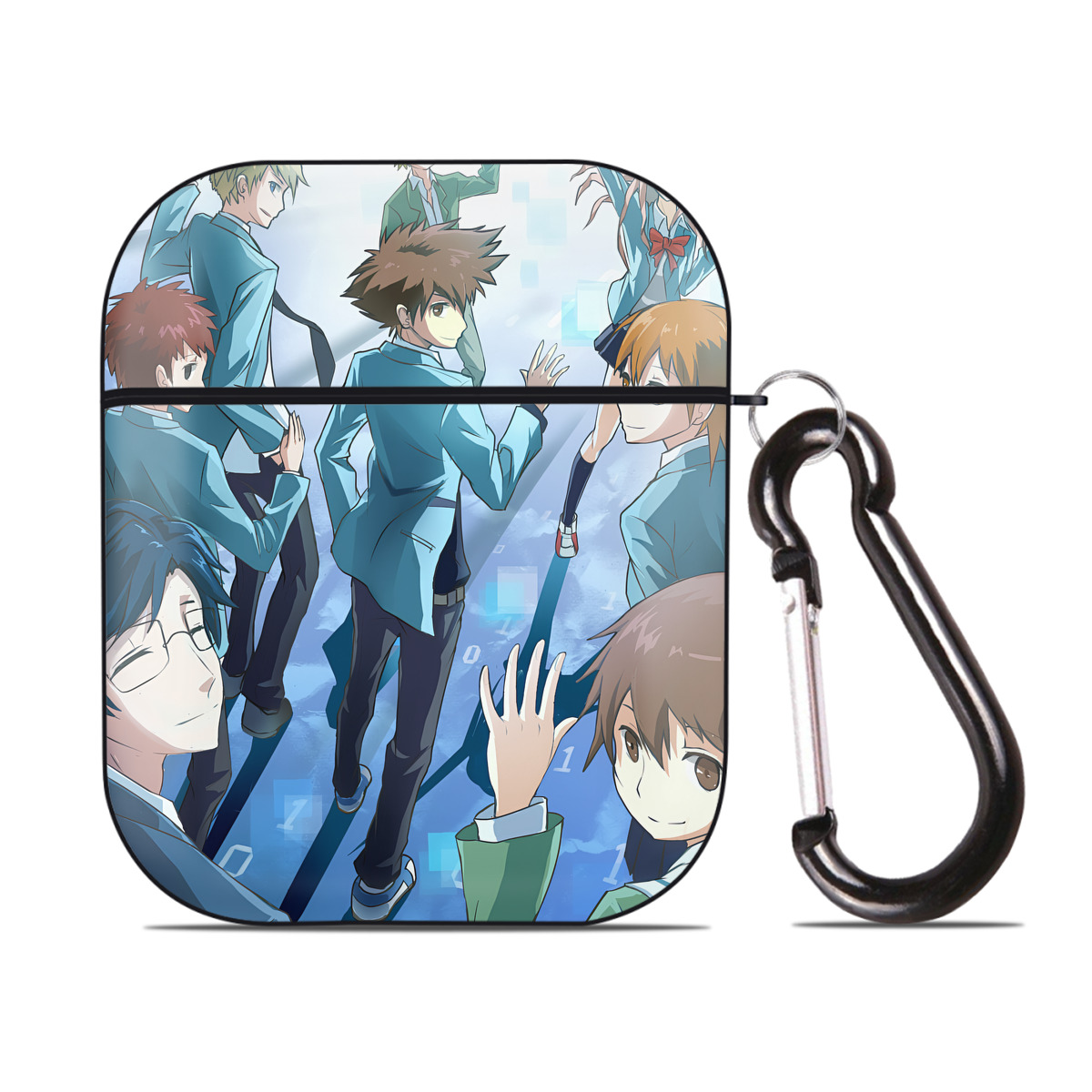 （画像用） Digimon デジタルモンスター/デジモン AirPods 第2世代保護ケース ハードシェル ブラック 耐衝撃・防指紋・カラビナ付き