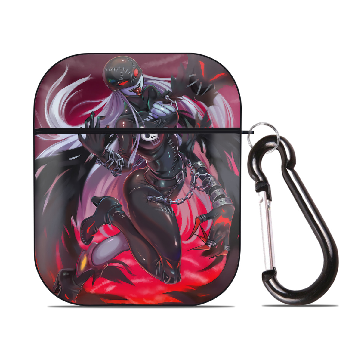 （画像用） Digimon デジタルモンスター/デジモン AirPods 第2世代保護ケース ハードシェル ブラック 耐衝撃・防指紋・カラビナ付き