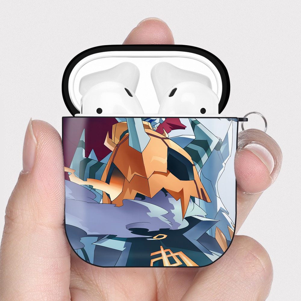 （画像用） Digimon デジタルモンスター/デジモン AirPods 第2世代保護ケース ハードシェル ブラック 耐衝撃・防指紋・カラビナ付き