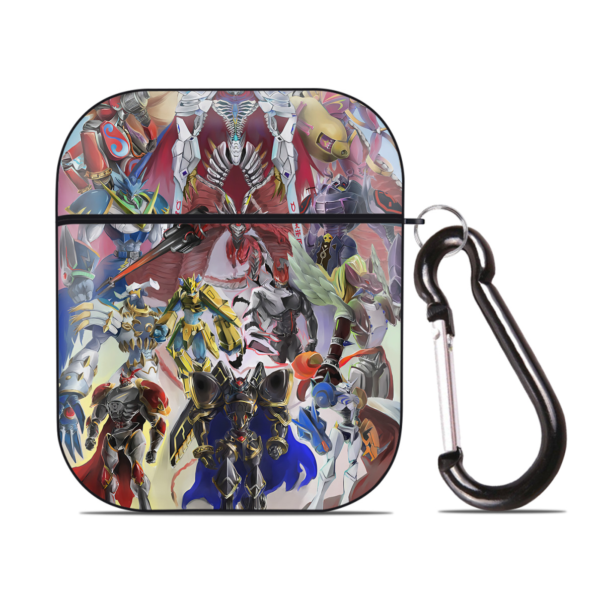 （画像用） Digimon デジタルモンスター/デジモン AirPods 第2世代保護ケース ハードシェル ブラック 耐衝撃・防指紋・カラビナ付き