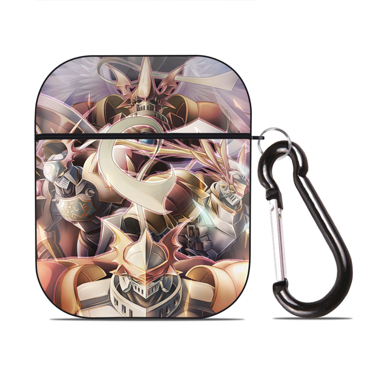 （画像用） Digimon デジタルモンスター/デジモン AirPods 第2世代保護ケース ハードシェル ブラック 耐衝撃・防指紋・カラビナ付き