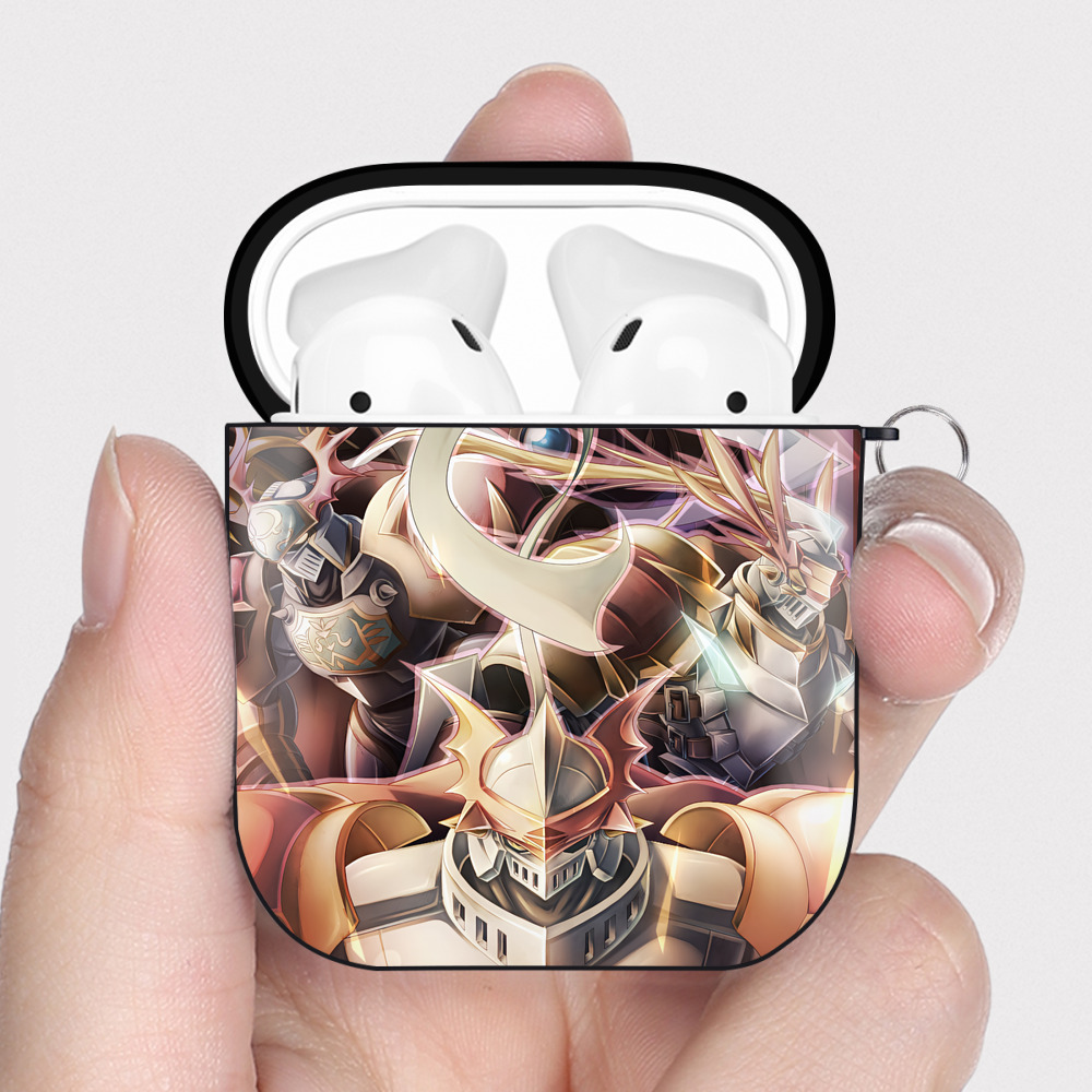 （画像用） Digimon デジタルモンスター/デジモン AirPods 第2世代保護ケース ハードシェル ブラック 耐衝撃・防指紋・カラビナ付き