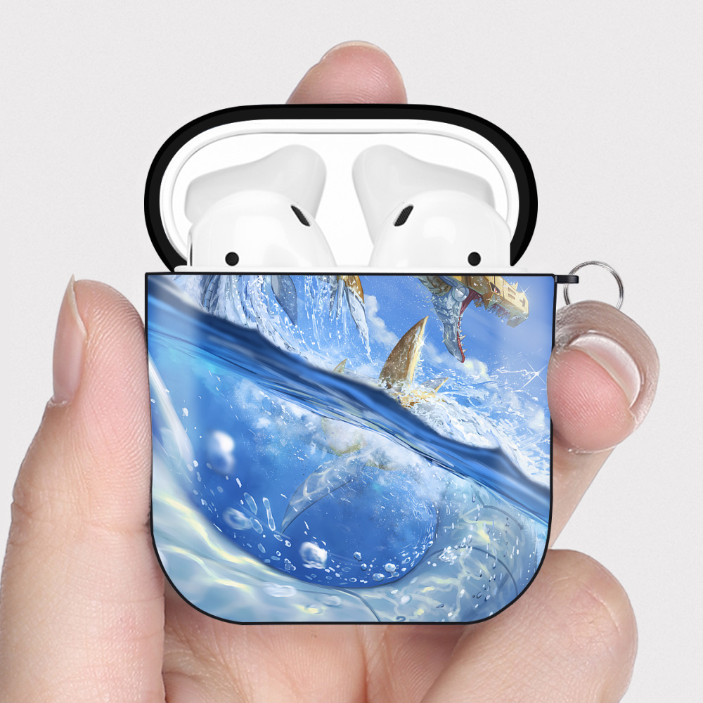（画像用） Digimon デジタルモンスター/デジモン AirPods 第2世代保護ケース ハードシェル ブラック 耐衝撃・防指紋・カラビナ付き
