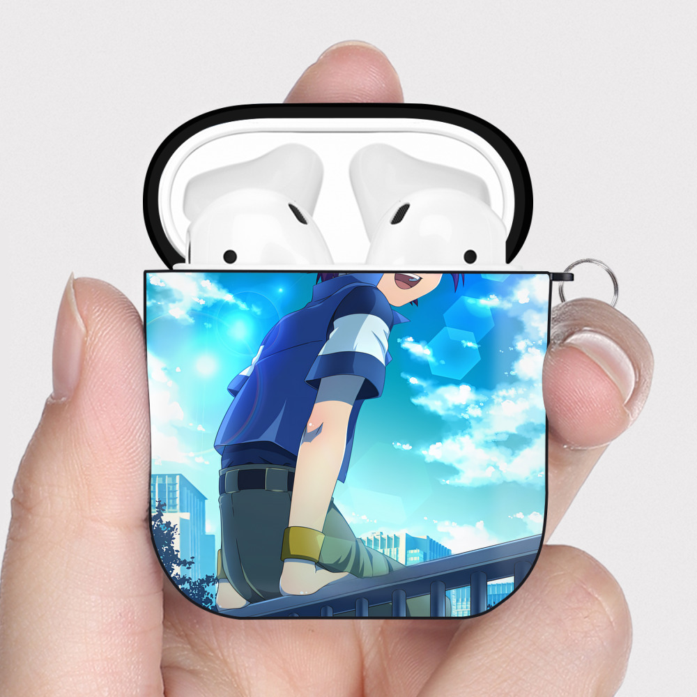 （画像用） Digimon デジタルモンスター/デジモン AirPods 第2世代保護ケース ハードシェル ブラック 耐衝撃・防指紋・カラビナ付き