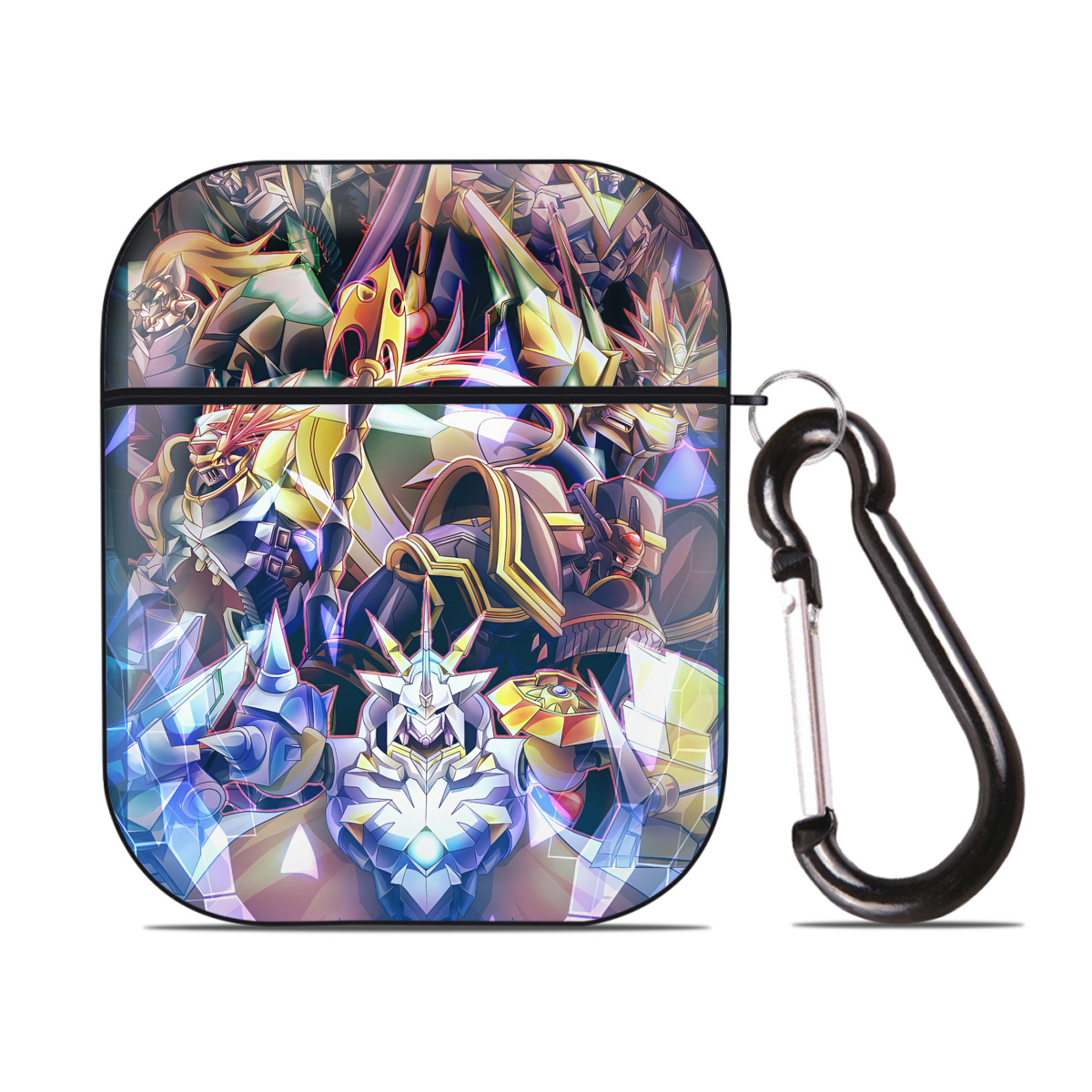 （画像用） Digimon デジタルモンスター/デジモン AirPods 第2世代保護ケース ハードシェル ブラック 耐衝撃・防指紋・カラビナ付き