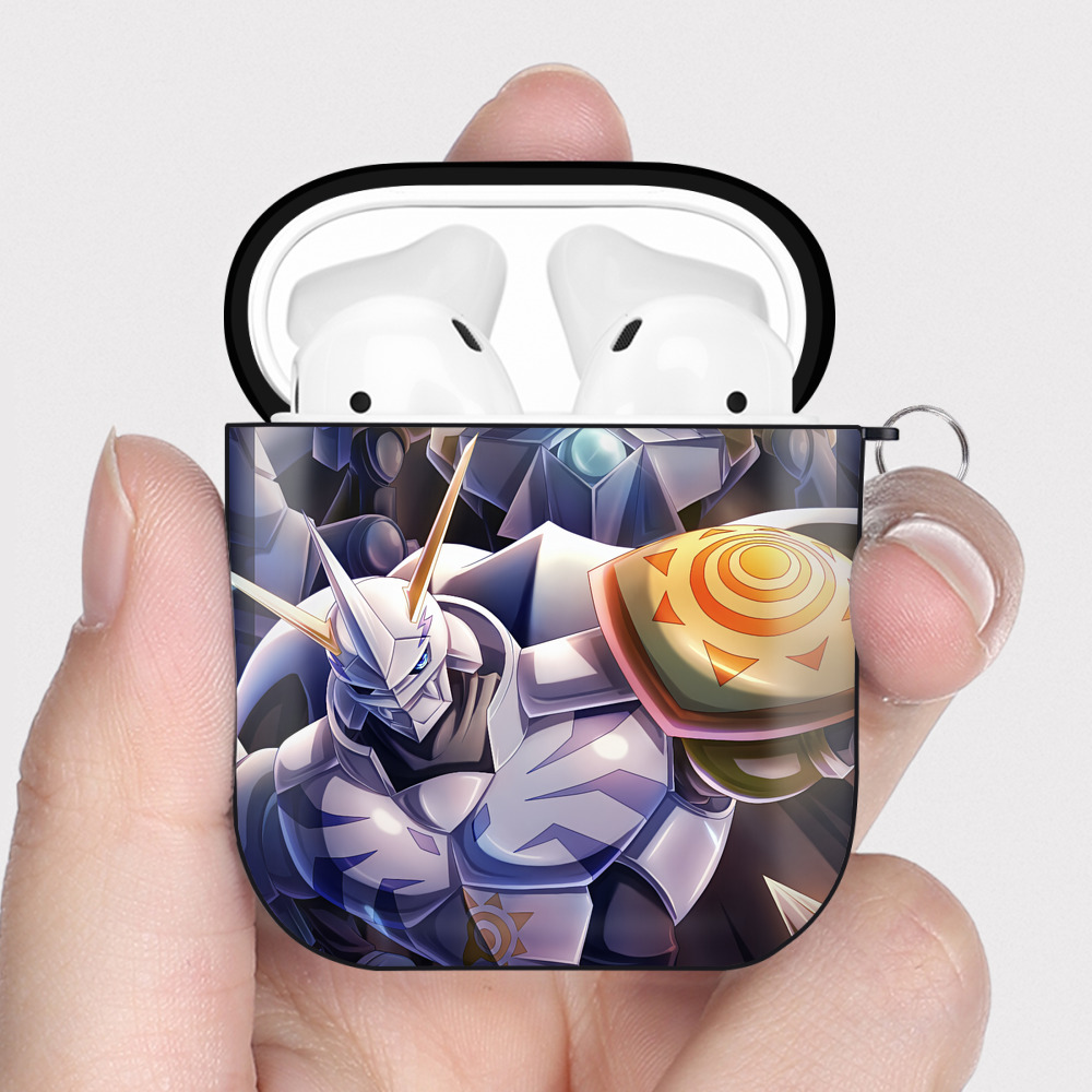 （画像用） Digimon デジタルモンスター/デジモン AirPods 第2世代保護ケース ハードシェル ブラック 耐衝撃・防指紋・カラビナ付き