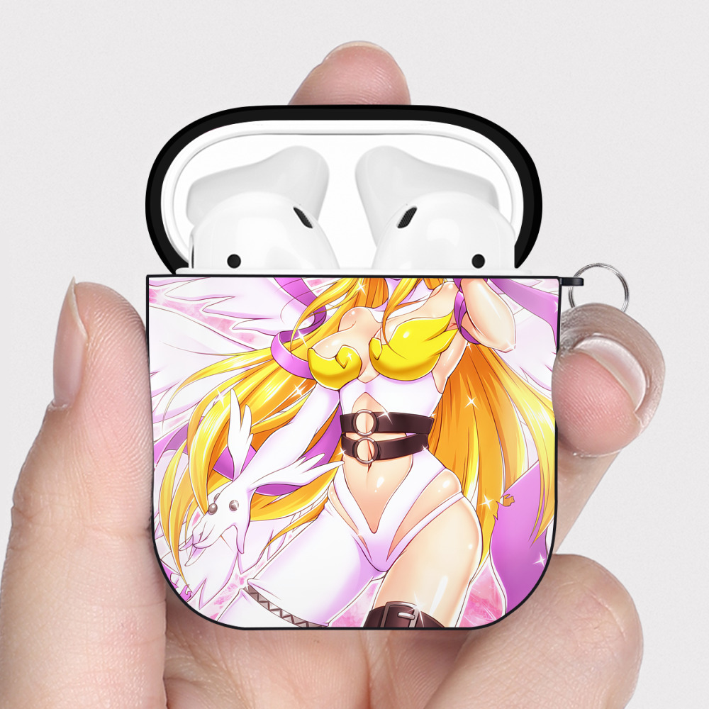 （画像用） Digimon デジタルモンスター/デジモン AirPods 第2世代保護ケース ハードシェル ブラック 耐衝撃・防指紋・カラビナ付き