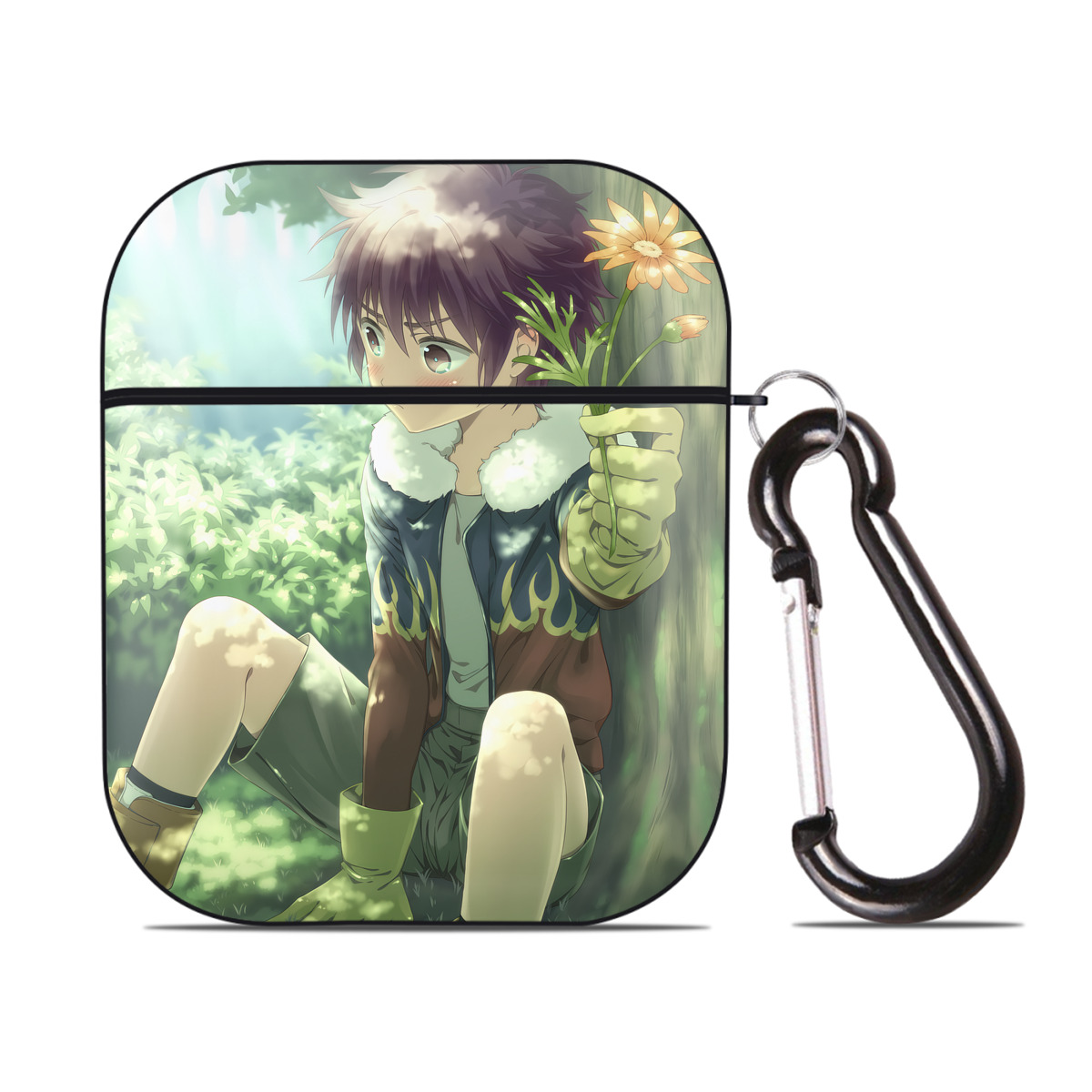 （画像用） Digimon デジタルモンスター/デジモン AirPods 第2世代保護ケース ハードシェル ブラック 耐衝撃・防指紋・カラビナ付き