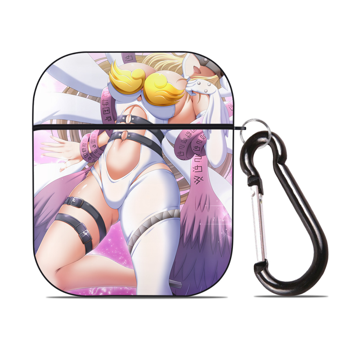 （画像用） Digimon デジタルモンスター/デジモン AirPods 第2世代保護ケース ハードシェル ブラック 耐衝撃・防指紋・カラビナ付き