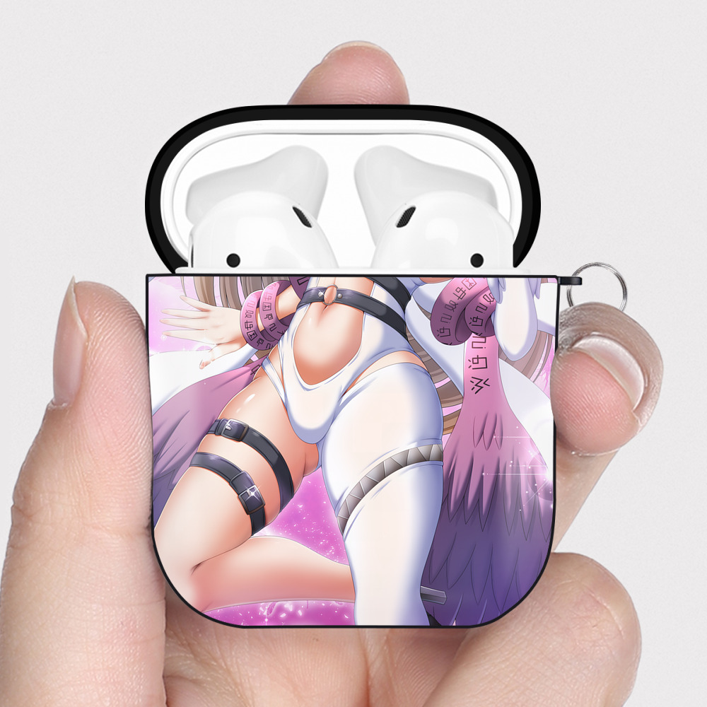 （画像用） Digimon デジタルモンスター/デジモン AirPods 第2世代保護ケース ハードシェル ブラック 耐衝撃・防指紋・カラビナ付き
