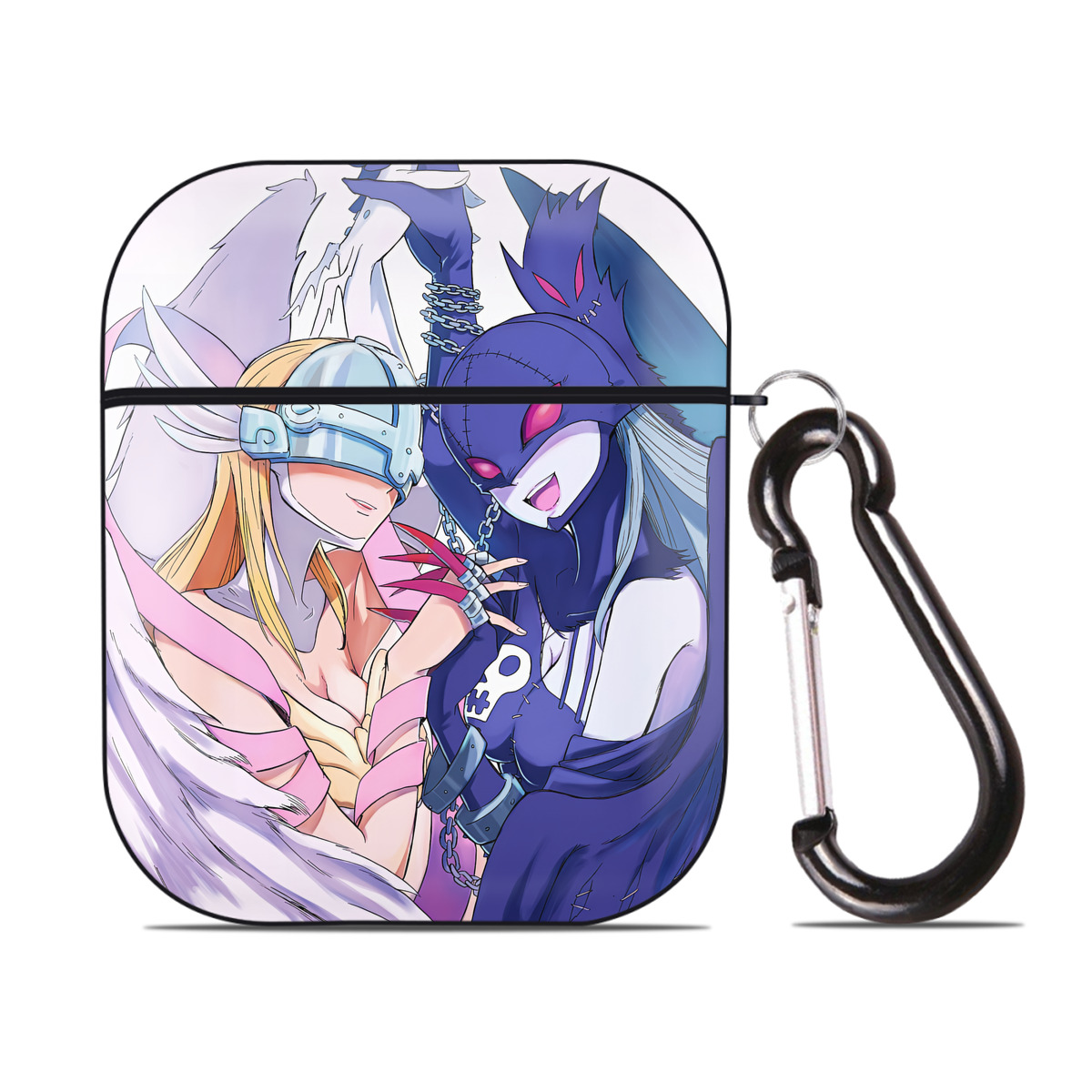 （画像用） Digimon デジタルモンスター/デジモン AirPods 第2世代保護ケース ハードシェル ブラック 耐衝撃・防指紋・カラビナ付き