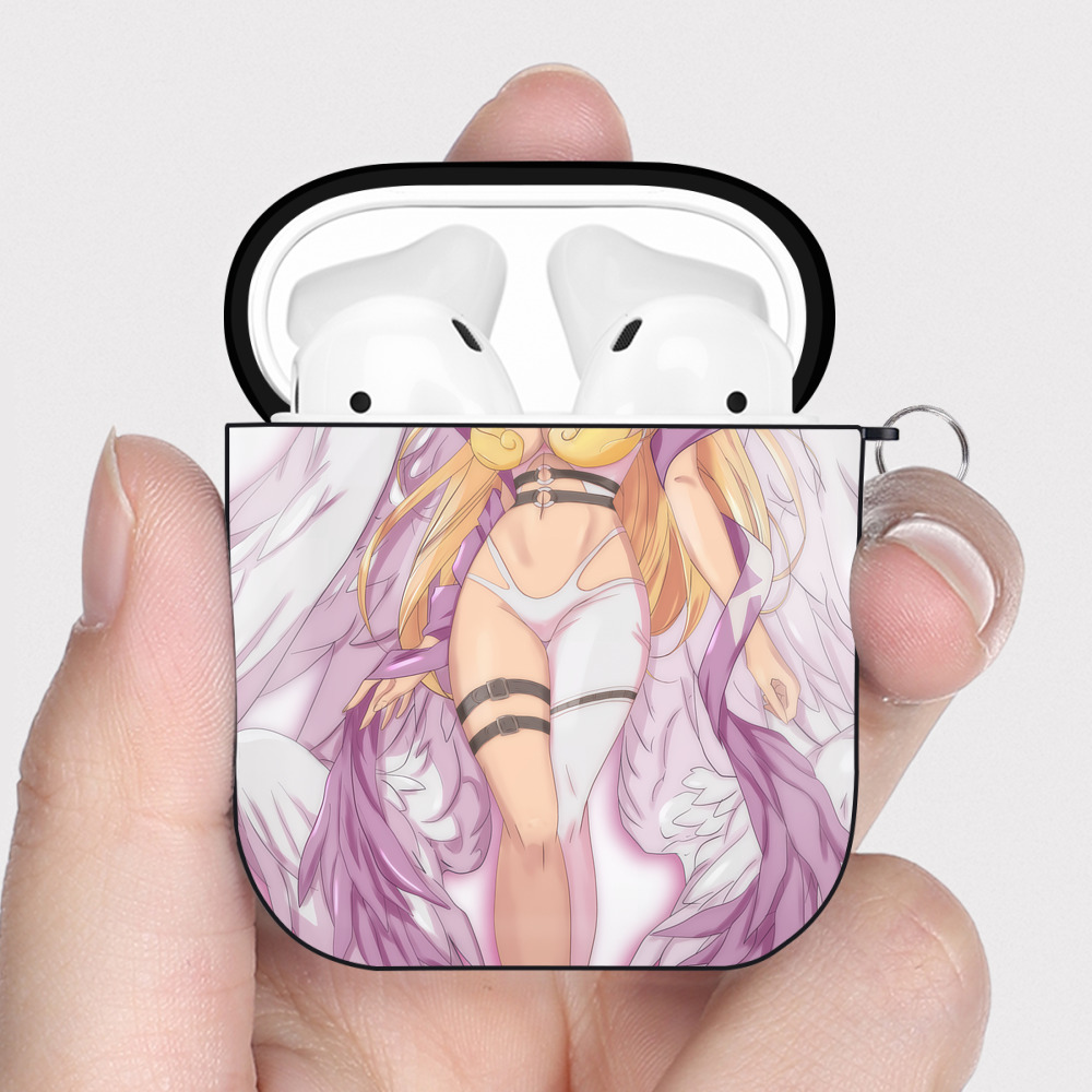（画像用） Digimon デジタルモンスター/デジモン AirPods 第2世代保護ケース ハードシェル ブラック 耐衝撃・防指紋・カラビナ付き