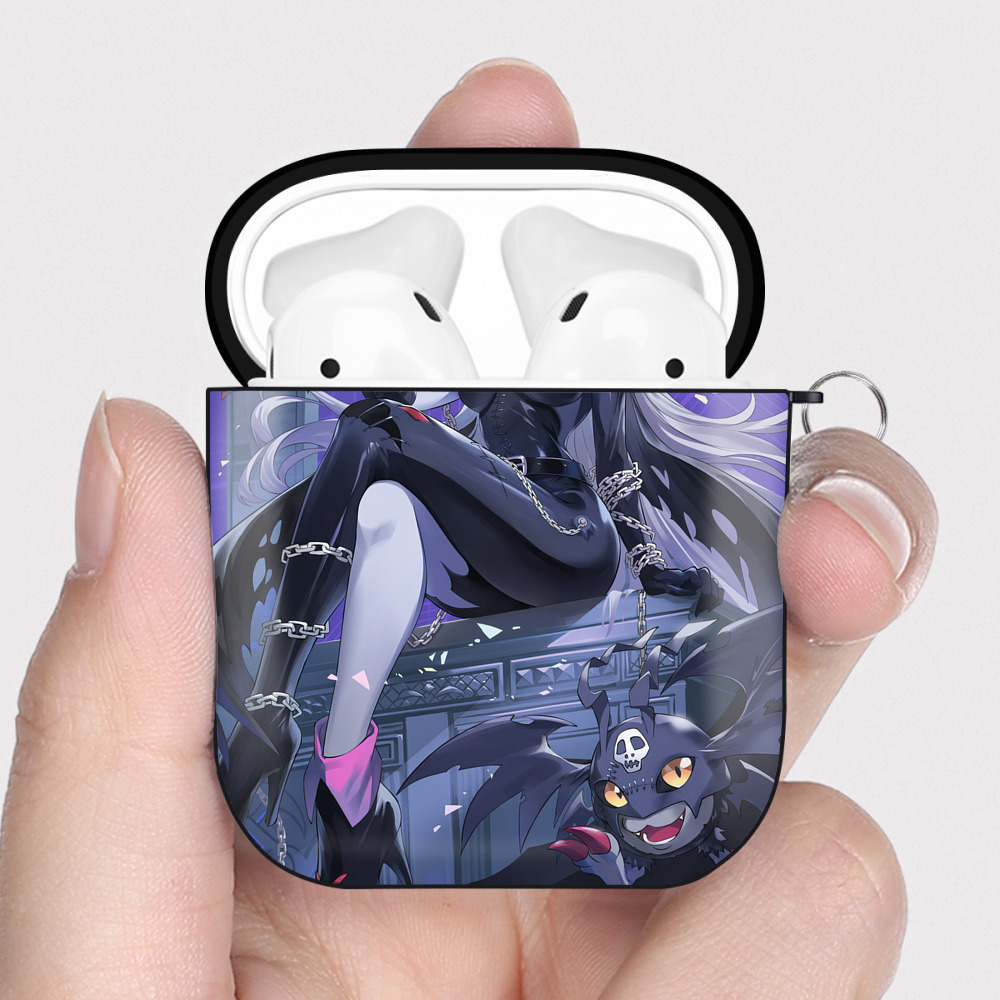 （画像用） Digimon デジタルモンスター/デジモン AirPods 第2世代保護ケース ハードシェル ブラック 耐衝撃・防指紋・カラビナ付き