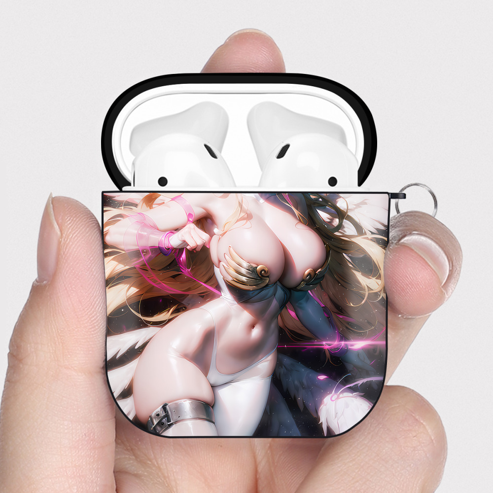 （画像用） Digimon デジタルモンスター/デジモン AirPods 第2世代保護ケース ハードシェル ブラック 耐衝撃・防指紋・カラビナ付き