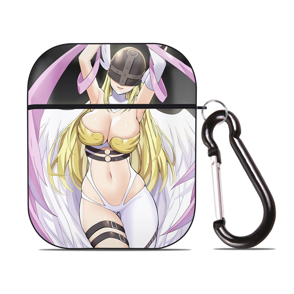 （画像用） Digimon デジタルモンスター/デジモン AirPods 第2世代保護ケース ハードシェル ブラック 耐衝撃・防指紋・カラビナ付き