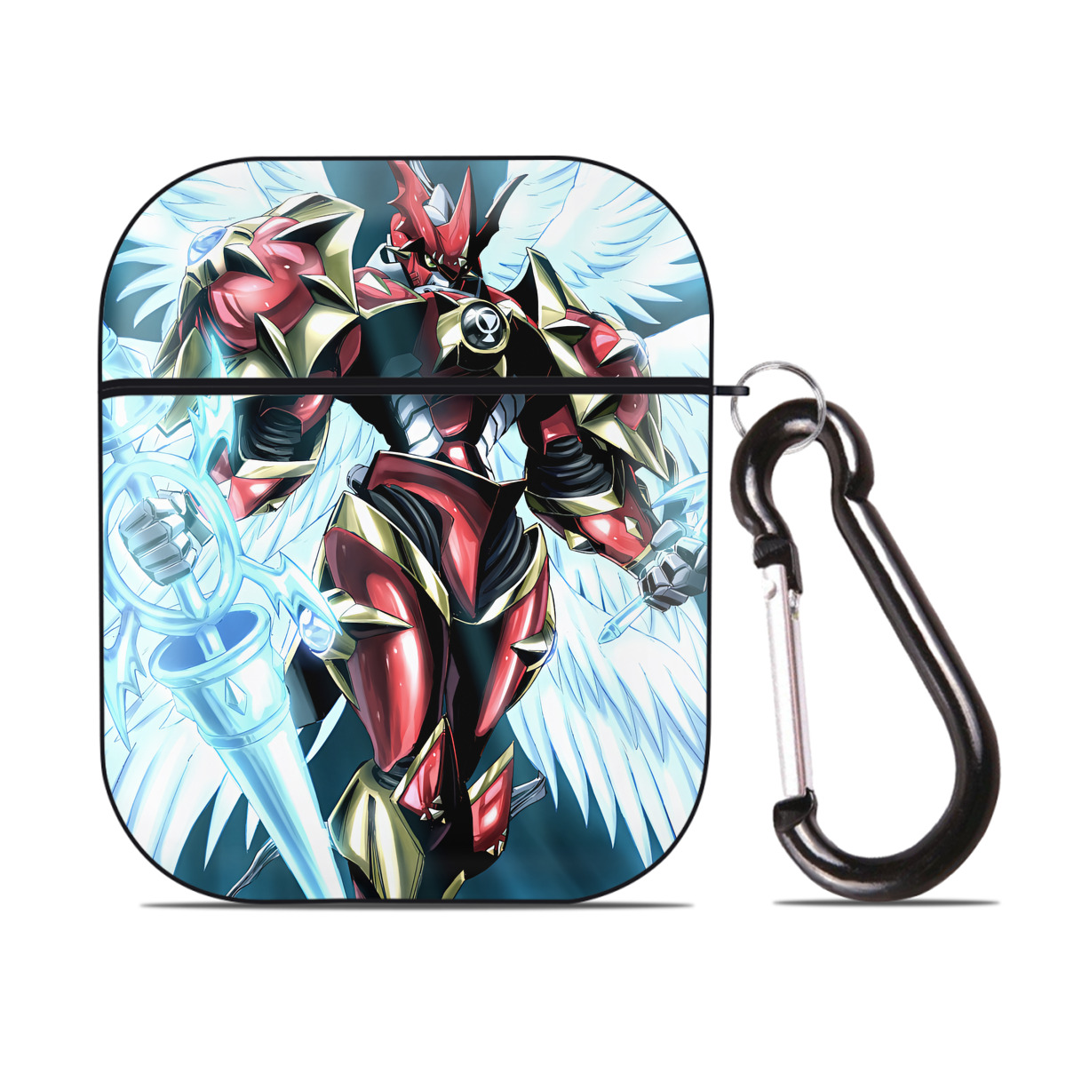 （画像用） Digimon デジタルモンスター/デジモン AirPods 第2世代保護ケース ハードシェル ブラック 耐衝撃・防指紋・カラビナ付き