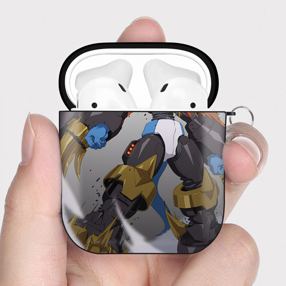 （画像用） Digimon デジタルモンスター/デジモン AirPods 第2世代保護ケース ハードシェル ブラック 耐衝撃・防指紋・カラビナ付き