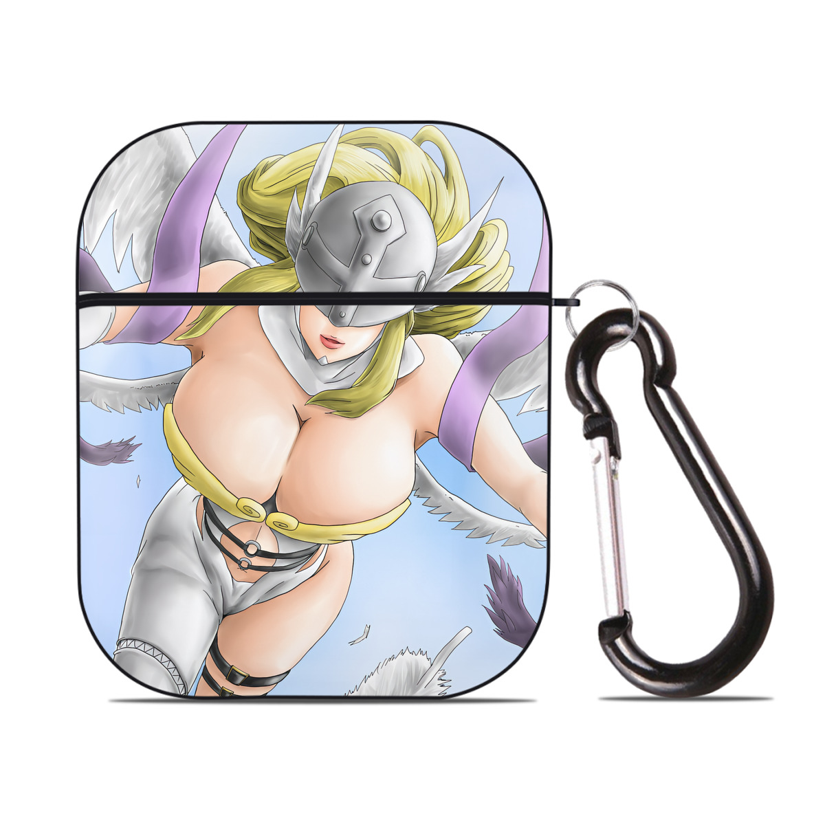 （画像用） Digimon デジタルモンスター/デジモン AirPods 第2世代保護ケース ハードシェル ブラック 耐衝撃・防指紋・カラビナ付き