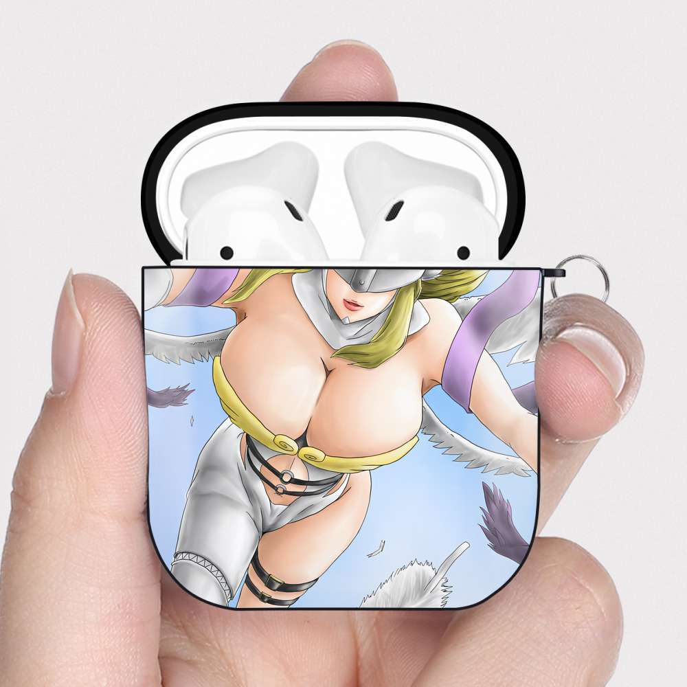 （画像用） Digimon デジタルモンスター/デジモン AirPods 第2世代保護ケース ハードシェル ブラック 耐衝撃・防指紋・カラビナ付き