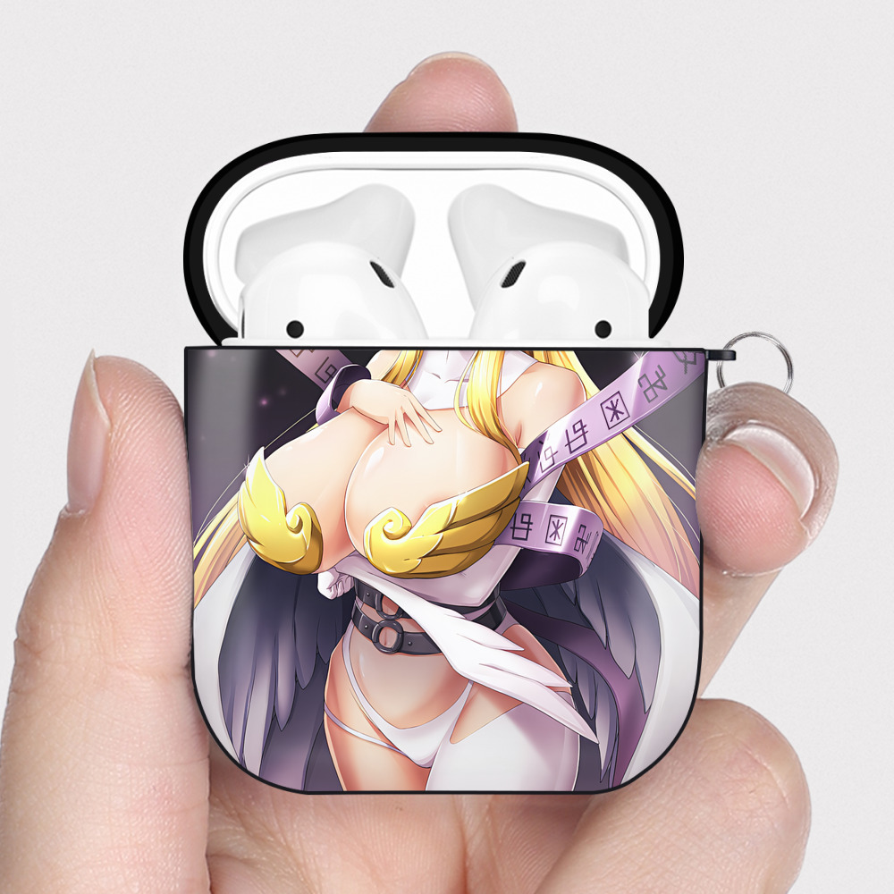 （画像用） Digimon デジタルモンスター/デジモン AirPods 第2世代保護ケース ハードシェル ブラック 耐衝撃・防指紋・カラビナ付き
