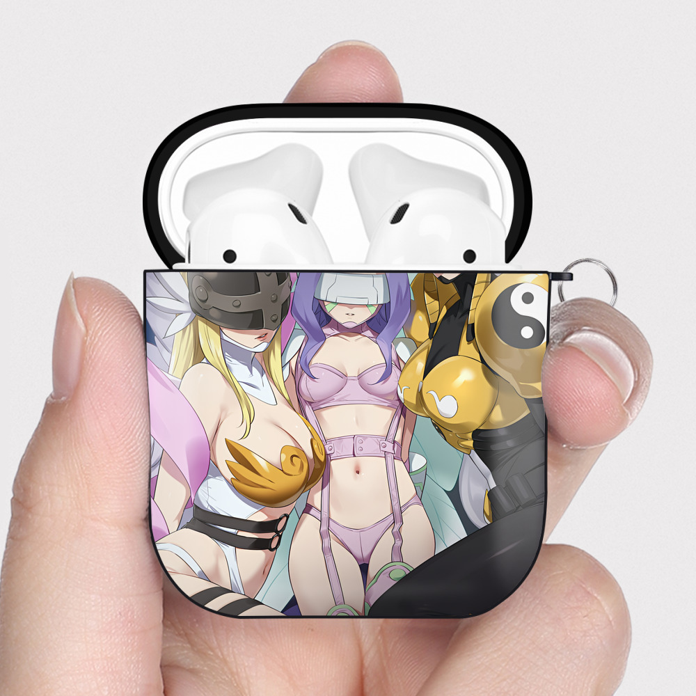 （画像用） Digimon デジタルモンスター/デジモン AirPods 第2世代保護ケース ハードシェル ブラック 耐衝撃・防指紋・カラビナ付き