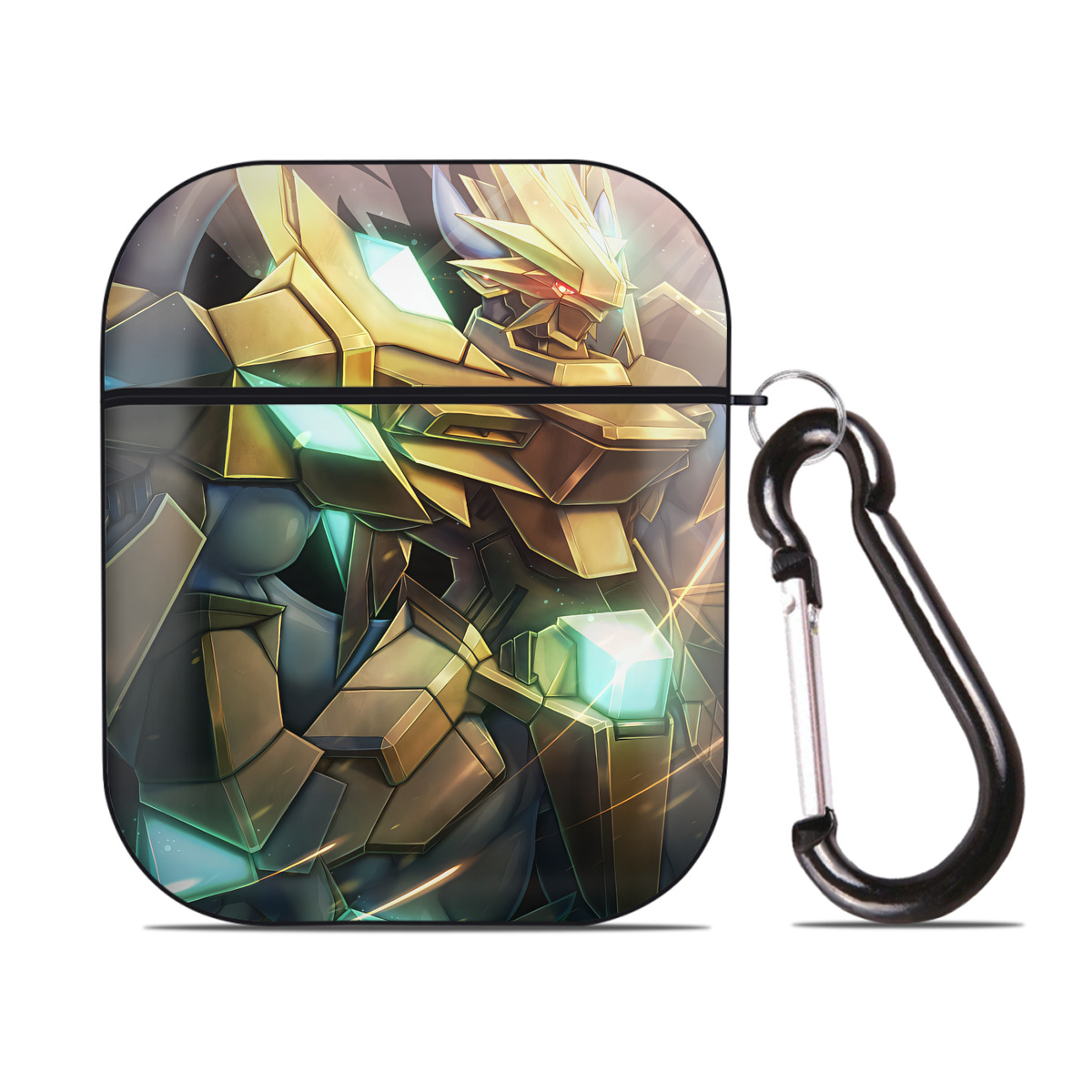 （画像用） Digimon デジタルモンスター/デジモン AirPods 第2世代保護ケース ハードシェル ブラック 耐衝撃・防指紋・カラビナ付き