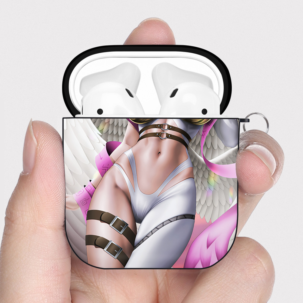 （画像用） Digimon デジタルモンスター/デジモン AirPods 第2世代保護ケース ハードシェル ブラック 耐衝撃・防指紋・カラビナ付き